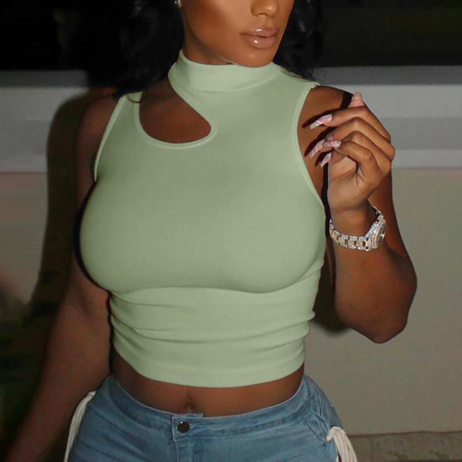 Turtleneck Sleeveless Blouse - Image 2
