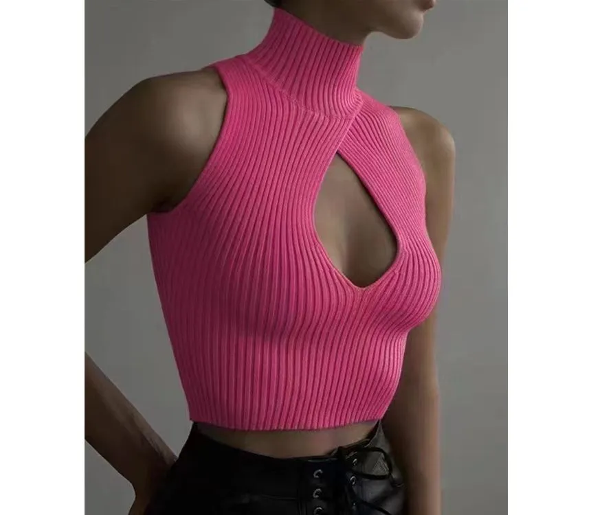 Sleeveless Turtleneck Sweater Vest - Image 4